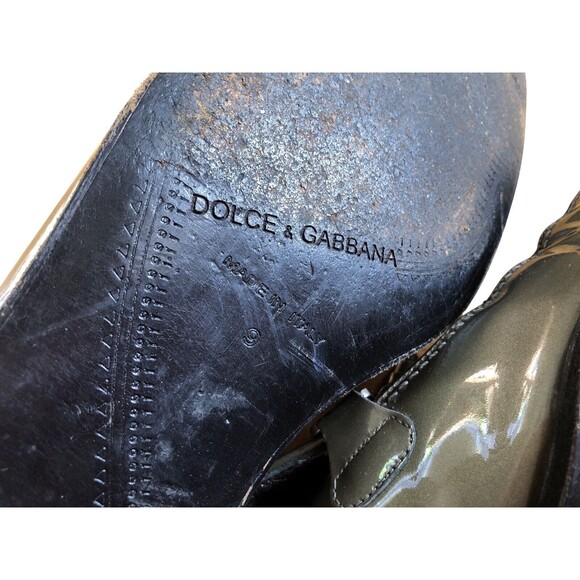 Dolce & Gabbana Green Patent Leather Slip On Pointed Toe Loafers Size US 9 main image 14